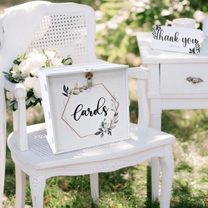 صندوق أبيض دافئ مع قفل ، بولي كلوريد الفينيل لاستقبال حفلات الزفاف ، مظروف زفاف ذاتي الصنع من الأوكالبتوس بطاقة نقود - Product Image 4