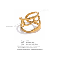JINYOU Neuheiten Edelstahl ring Breite Hohl manschette Offener Ring für Frauen Stilvolles Design Wasserfester Metalls chmuck
