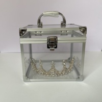 Boîte de maquillage acrylique transparente étui cosmétique à la mode pour organiser des fournitures de bureau ou pour animaux de compagnie de bijoux