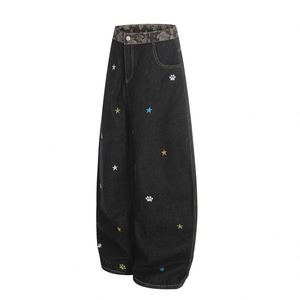 <span class=keywords><strong>Jeans</strong></span> Baggy da Uomo <span class=keywords><strong>a</strong></span> Vita Media in Denim Lavato con Ricamo <span class=keywords><strong>a</strong></span> Stampa di <span class=keywords><strong>Zampa</strong></span> di Stella, Pantaloni Casual Streetwear Vestibilità Larga alla Moda - Product Image 2