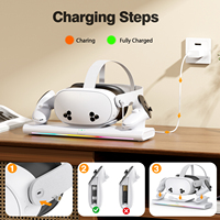 Support de charge sans fil avec lumière colorée pour Oculus Quest 2, pour casque VR Meta Quest 3/3S, charge simultanée, accessoires de jeu