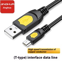 Kabel Data USB publik ke t-port, semua kabel USB tembaga berputar Mini kabel Data USB berbentuk T kabel pengisian daya ponsel 5P