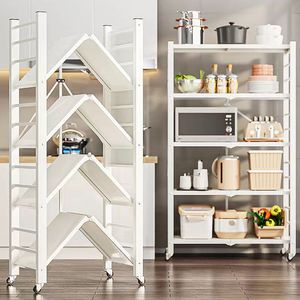 <span class=keywords><strong>Scaffale</strong></span> a 4 Ripiani Pieghevole in Metallo, Organizzatore <span class=keywords><strong>Mobile</strong></span> per Cucina, Unità di Stoccaggio - Product Image 2