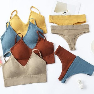 2PCS Sexy <b>Bra</b> Set Top Woman Wire Free Bralette Seamless Panties Thong Girls Underwear <b>Bras</b> and Panty Set - Product Image 3