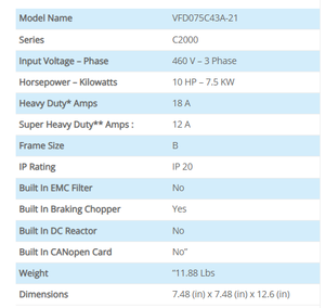 Variateur de fréquence (VFD) 37 kW 460 V triphasé/monophasé Série C2000 VFD075C43A-21 sans capteur pour ventilateur CVC, pompe, traitement de l'eau - Product Image 6