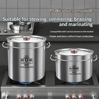 Marmite à soupe multifonctionnelle en acier inoxydable 304, antiadhésive, moderne et minimaliste, compatible gaz, à fond composite, pour usage domestique et commercial