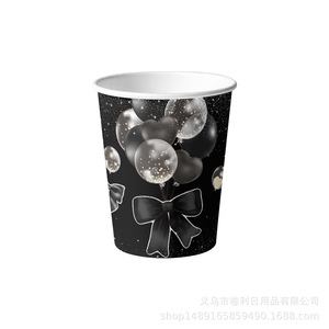 Ensemble de décoration de fête avec nœud noir, assiettes en papier, serviettes, bannière, vaisselle, fournitures d'anniversaire, décorations de fête jetables - Product Image 3