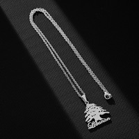 Collier pendentif en acier inoxydable avec carte du Liban, arbre de cèdre, drapeau, pour hommes et femmes, bijoux ethniques, charme de l'emblème national du Liban