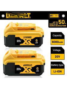 20V 디월트 배터리, 6.0AH, 충전식 공구 배터리, 장시간 지속 전원 공급, 대용량 디월트 20V 맥스 배터리 - Product Image 5