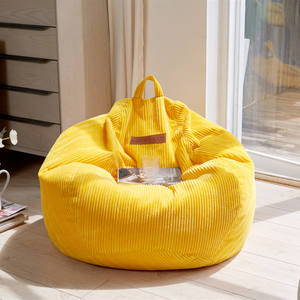 Sofás grandes populares para salas de estar con sillas de PUF de pana, cómodas fundas de puf con forma de lágrima individual - Product Image 6