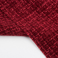 Tissu en polyester tissé en stock usine 2026, tissus bouclés en tweed teint en fil rouge pour vêtements