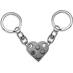 พวงกุญแจรูปหัวใจบล็อกอะคริลิค ชุด 2 ชิ้น สำหรับคู่รัก ของขวัญแทนใจแฟนหนุ่มแฟนสาว - Product Image 1