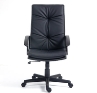 Chaise de bureau exécutive moderne et minimaliste en cuir PU, ergonomique, réglable en hauteur, pivotante, avec dossier haut doublement rembourré, pour la maison