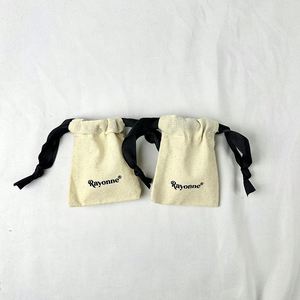 Wholesale Canvas Cotton Jewelry <b>Pouch</b> <b>Drawstring</b> Bag Gift Bag Custom Dust Bags Covers with Customized Logo - Product Image 2