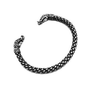 สร้อยข้อมือสแตนเลสสตีล ลายหัวมังกร สร้อยข้อมือสไตล์ไวกิ้งสำหรับผู้ชาย แข็งแรง ทนทาน ย้อนยุค คุณภาพสูง เครื่องประดับโลหะหนักสไตล์วินเทจ - Product Image 6