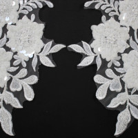 Magnifiques appliques en dentelle brodées de paillettes de la marque YUGU, 100% polyester, 33cm*16.5CM, double contrôle de qualité pour modèle de robe