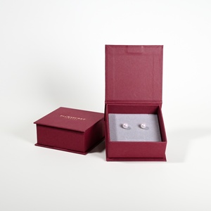 PackSecret MOQ 1Piece Custom Logo Red Wine Jewelry <b>Gift</b> <b>Boxes</b> High Quality Magnetic Closure <b>Earring</b> Jewelry Box - Product Image 6