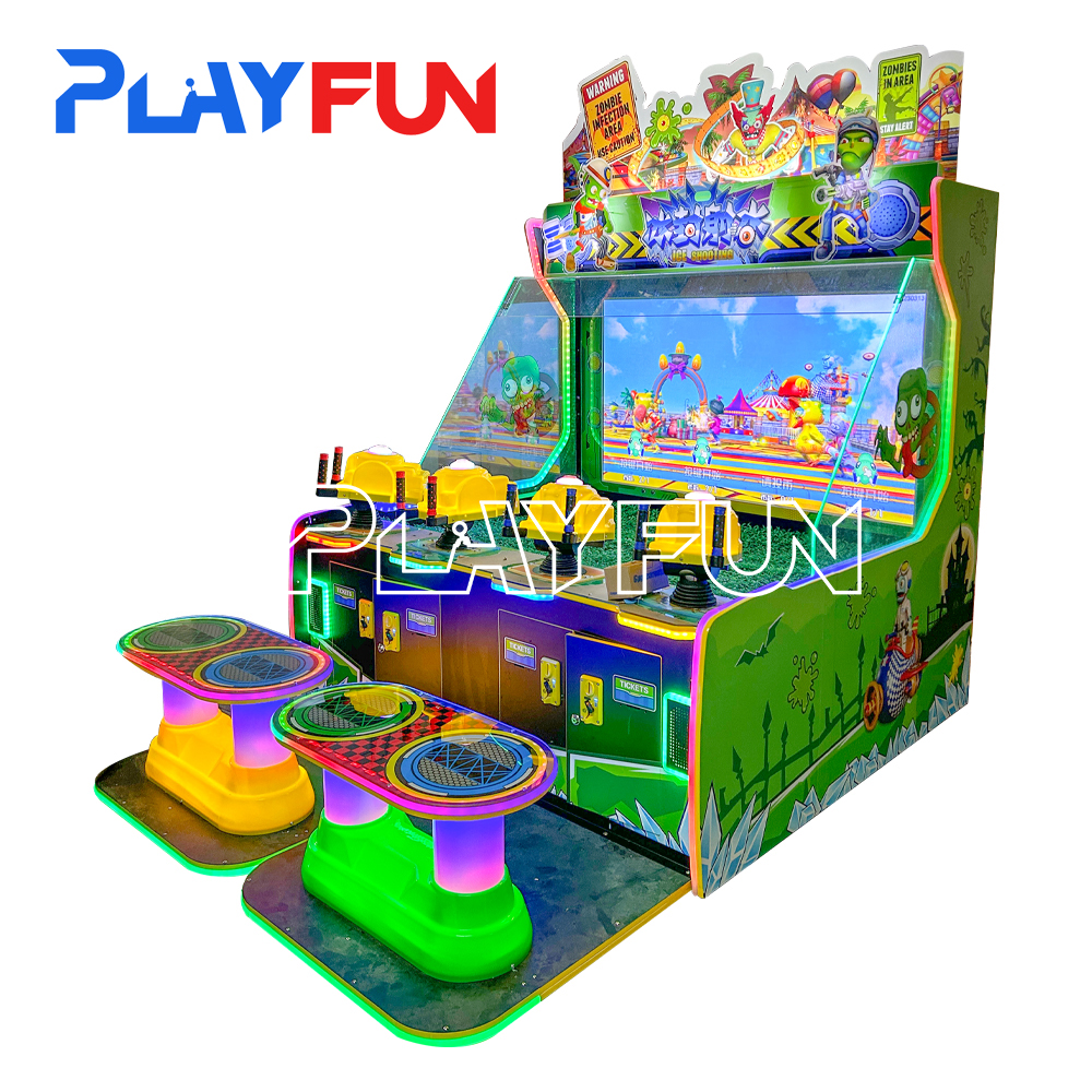 Playfun 4 Players 20 in 1 Cheap Camera Coin Operated Zombie War Water Shooting Arcade Video Game Machine