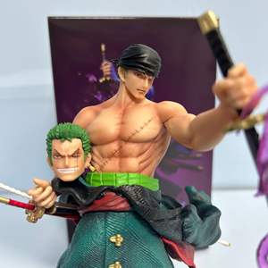 Statuetta d'Azione Samurai <span class=keywords><strong>One</strong></span> <span class=keywords><strong>Piece</strong></span> in Vendita, Modello GK Stile <span class=keywords><strong>One</strong></span>-Katana Starry Zoro a Doppia Testa in PVC, Giocattolo Espositivo Anime - Product Image 4