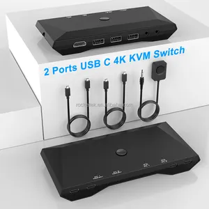 KVM 스위치 HDMI 6 포트 박스 USB 및 HDMI KVM 스위치 2 대의 컴퓨터 공유 키보드 마우스 프린터 및 하나의 HD 모니터