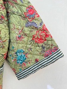 ชุดกิโมโนผ้าฝ้ายบุสองชั้นลายนกสีเขียวสำหรับผู้หญิงเสื้อคลุมกิโมโนสไตล์อินเดียสำหรับฤดูหนาว - Product Image 3