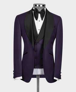 Trajes morados hechos a medida para hombre para boda Slim Fit novio esmoquin fiesta graduación Blazer 3 piezas <span class=keywords><strong>traje</strong></span> Formal - Product Image 1