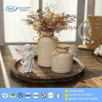 Plateau rond en bois, porte-bougie en bois, grand plateau circulaire en bois pour la décoration de table basse, style rustique et campagnard