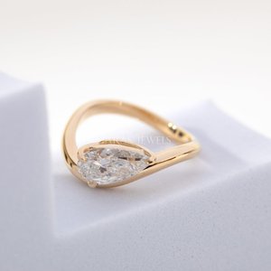Bague élégante pour femme en argent sterling 925 plaqué or, style hip-hop, ajustable, avec diamants, bijou intemporel, finition brillante - Product Image 2
