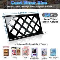 Présentoirs en acrylique noir à grille pour cartes TCG, cartes gradées et cartes à collectionner, avec rehausseurs pour cartes, pour vitrine