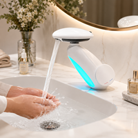 Robinet de lavabo cascade monocommande à LED, changeant de couleur selon la température, pour eau chaude et froide, à poser sur comptoir, pour projets hôteliers