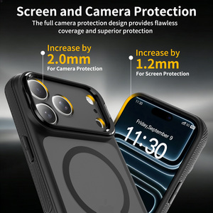 Funda Protectora Premium para Lente Completa de <span class=keywords><strong>iPhone</strong></span> 17 18 Pro Max, Marco Magnético de Metal con Acabado Mate Personalizado y Soporte para Teléfono - Product Image 3