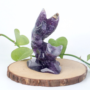 Venta al por Mayor de Tallados de Animales Espirituales en Cristal de Fluorita de Nueve Colas para Decoración del Hogar - Product Image 5