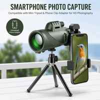 Télescope monoculaire 80*100 avec adaptateur pour smartphone, trépied, pour l'observation des oiseaux en plein air, la chasse, la randonnée, le camping