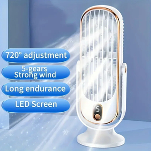 Ventilateur de bureau tour intelligent à affichage LED USB, 5 vitesses réglables, puissant refroidissement par vent fort, idéal pour la maison et le bureau – Nouveauté - Product Image 1