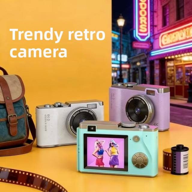 Students-High-Definition Travel Photography 7x Optical Zoom 2"-3" Retro CMOS Cat-Theme Digital Camera