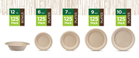 Assiettes Robustes Compostables de 10 Pouces à 3 Compartiments, Écologiques en Bagasse, Jetables en Papier de Canne à Sucre