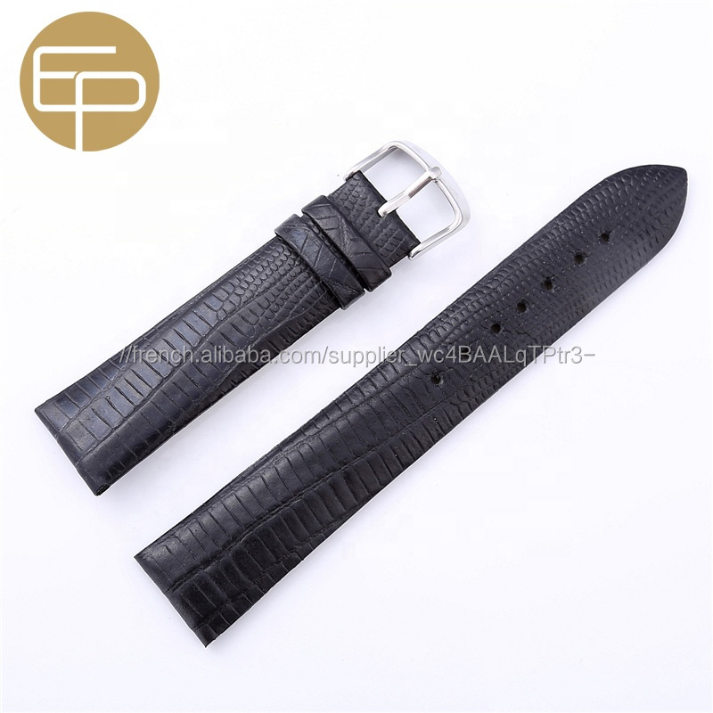 noir de taille différente 14 16 18 20 22 24mm fantaisie rembourrage sans couture véritable montre en cuir de veau bande