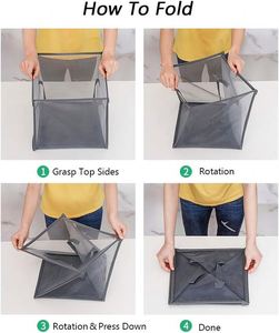Portable <b>Foldable</b> Kids <b>Laundry</b> <b>Basket</b> with Handle Large Capacity Mesh Collapsible Dirty <b>Laundry</b> Storage Reusable for Baby's Room - Product Image 4