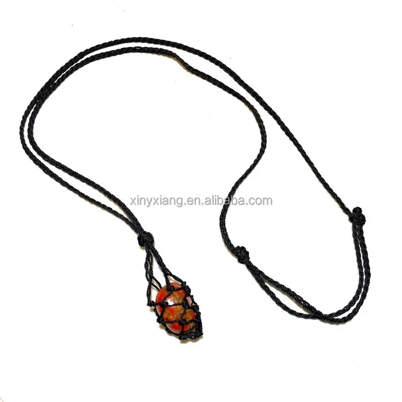 Фабричное ожерелье с пустым мешочком из нескольких камней на заказ, регулируемый держатель из камня макраме, сменные каменные ожерелья с узлом