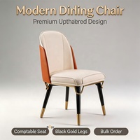 Juego de Sillas de Comedor de Lujo en Cuero PU de Dos Tonos |   Silla de Color Naranja Quemado con Detalles en Blanco Crema |   Venta Directa de Fábrica: Sillas de Comedor