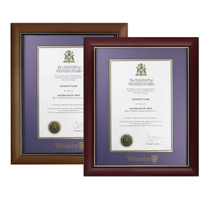 Çevre dostu Diploma çerçeve ahşap üniversitesi sertifika çerçeve lisans altın üniversitesi mühür ile yüksek lisans Diploma çerçeve