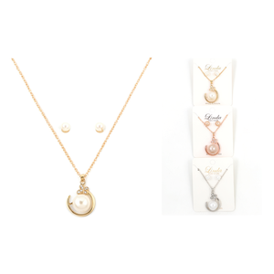 Conjunto de Collar y Aretes Linda Clover, Chapado en Oro de 18K, Imitación de Perla y Circonio, Joyería para Mujer, Regalo - Product Image 1