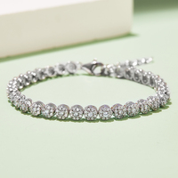 Bracelet de tennis sac rond classique S925 plaqué argent or blanc 18 carats Moissanite 2mm diamant classe D 3.5CT 18CM Chian