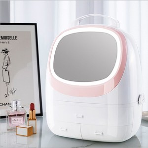 2020 New design led makeup travel box vanity mirror box with led mirror cosmetic mirror with storage