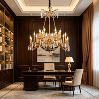 Lustre en cristal européen de luxe, statue d'ange dorée, luminaire suspendu pour hall d'hôtel, décoration de villa