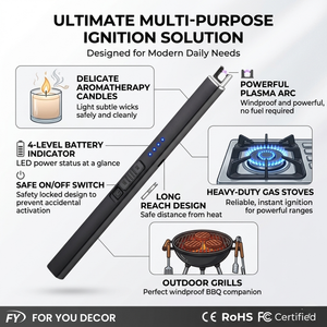 ไฟแช็คพลาสม่าคุณภาพสูง ป้องกันลม ชาร์จไฟได้ ใช้พอร์ต USB Type-C สำหรับจุดเทียน พร้อมสกรีนโลโก้ได้ - Product Image 2