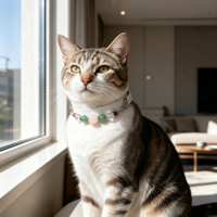 Collier pour animaux de compagnie en cristal énergétique des cinq éléments avec cuir élastique, bijoux en pierres précieuses pour chats et petits chiens