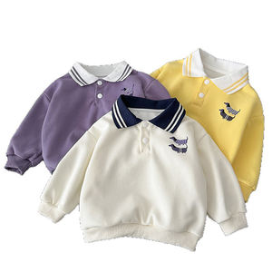 Polo de Manga Larga 100% Algodón para Niños, Estilo Holgado, Bloques de Color, Estilo Preppy, Top de Otoño con Empalmes - Product Image 5
