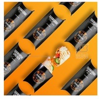 Gelbe Karton-Schawarma-Rollenbox aus Pappe mit individuellem Aufdruck für Takeaway-Verpackung, Apfel-Frucht-Kissen-Tortenbox