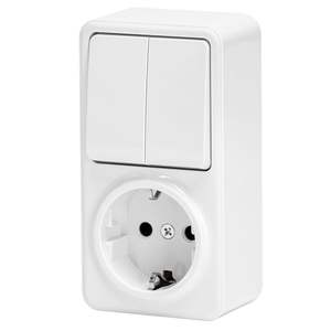 Interruttore e presa ALEM 1 VA, 2 chiavi, colore bianco, ideale per controllare dispositivi elettrici e collegare apparecchi. - Product Image 1